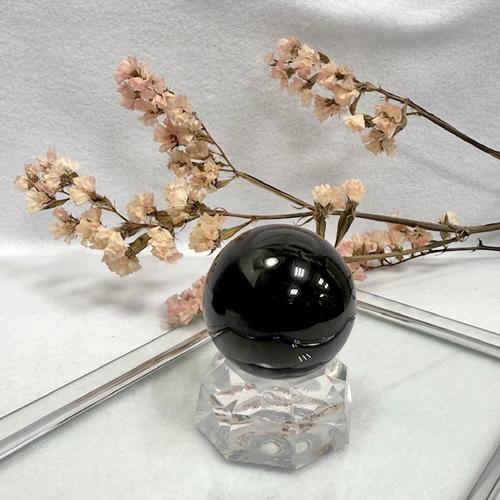 モリオン 黒水晶 丸玉 スフィア スターモリオン 約42ミリ アクリル台