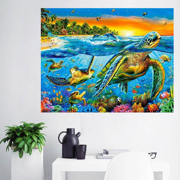 準上級 フル ダイヤモンドアート キット ビーズ刺繍 ウミガメ 海底