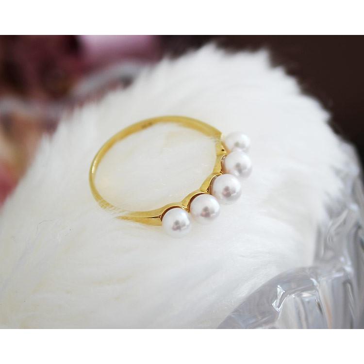 K18 数粒 あこや真珠 ベビーパール リング akoya ring : パール優美