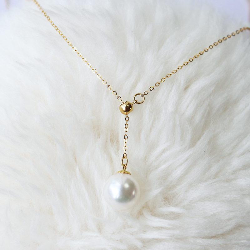 アコヤ真珠 Yネックレス K18YG 7.5-8mm スライド式 真珠ネックレス