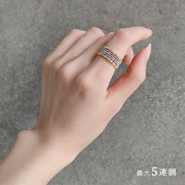 18金 プラチナ リング ミラーボール コイル スパイラル 最大5連調 指輪