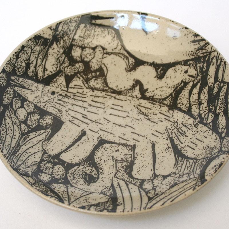 Lisa Larson（リサラーソン） 森と動物の絵皿/4寸皿/オオカミ/リサ