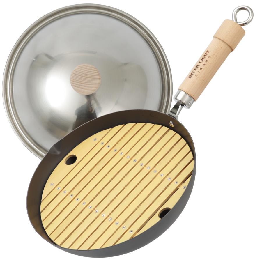 リバーライト 極JAPAN 蒸し鍋（右口）セット 炒め鍋 26cm 3年保証