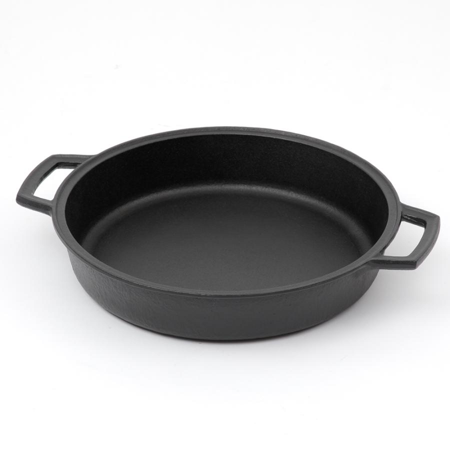 特典付き】南部鉄器 浅型両手鍋 すき焼き鍋 木蓋つき k内径25cm