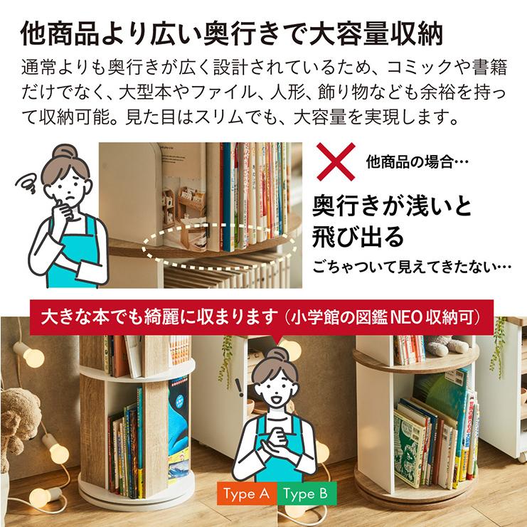 smart-i 【図鑑対応】絵本棚 絵本ラック 回転 スリム 大容量 4段 3段