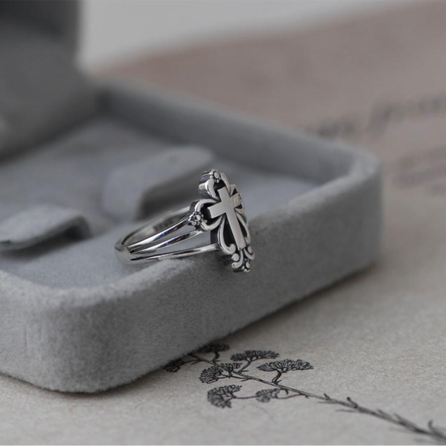 リング シルバー925製 クロス 十字架 シンプル シルバーアクセサリー