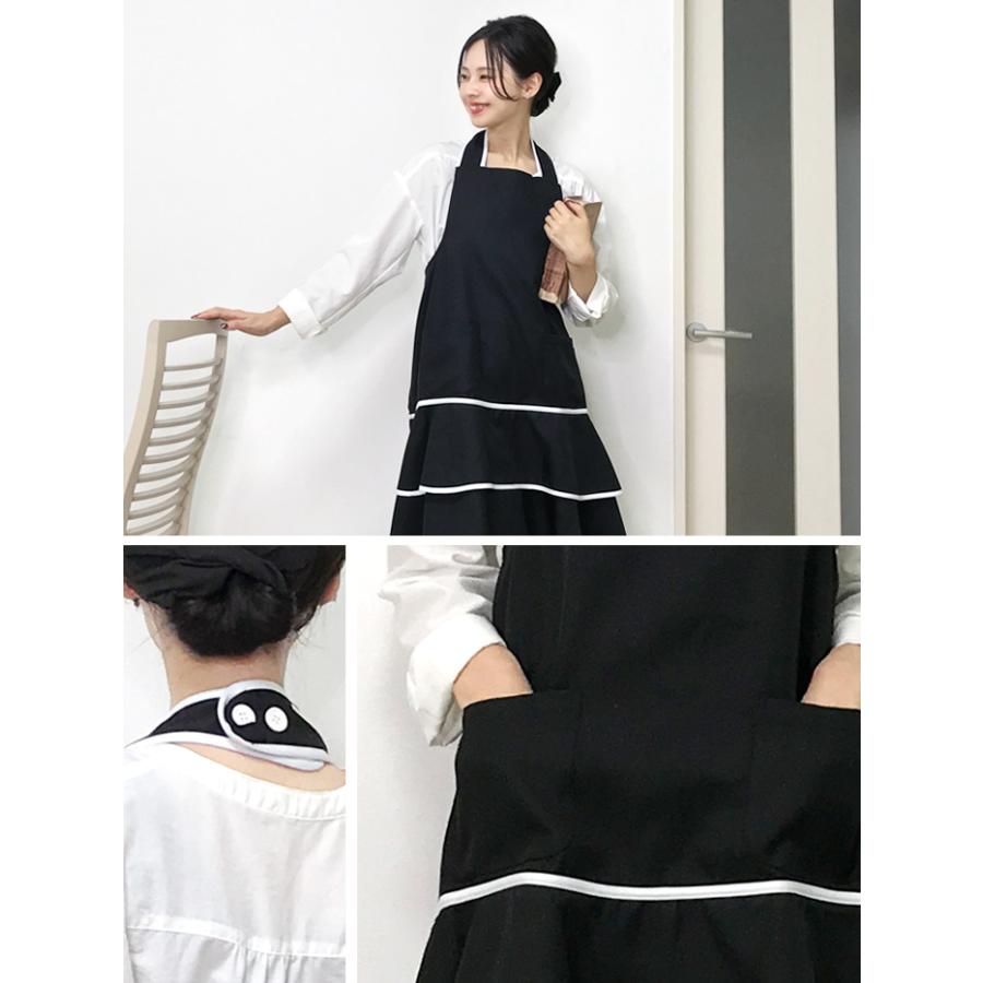 エプロン おしゃれ エプロンドレス カフェ ティアード ホルターネック