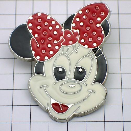 ピンバッジ・ミニーちゃん水玉リボン笑顔ディズニー◇フランス限定