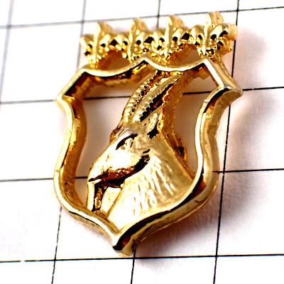 ピンバッジ・ヤギ山羊ゴールド金色4つの百合の紋章◇フランス限定