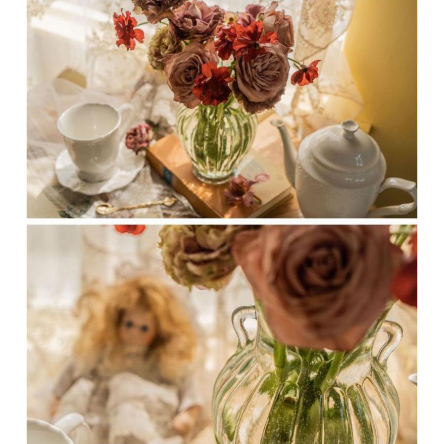 花瓶 花びん フラワーベース 花器 ガラス アンフォラ型 透明 クリア