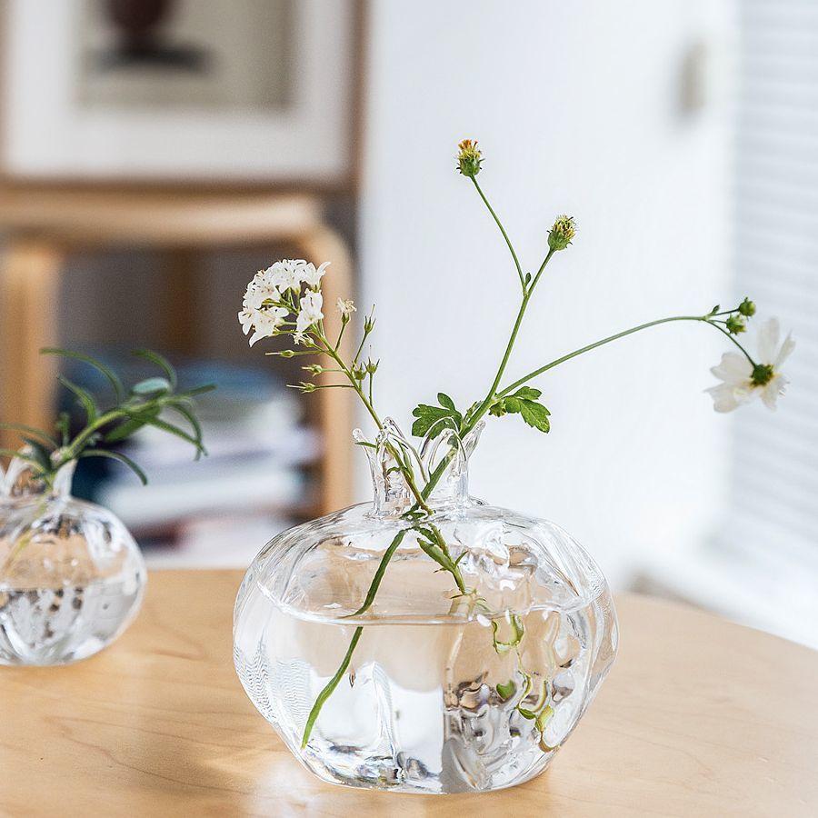 花瓶 ガラス フラワーベース 花器 ザクロガラス 透明 クリア