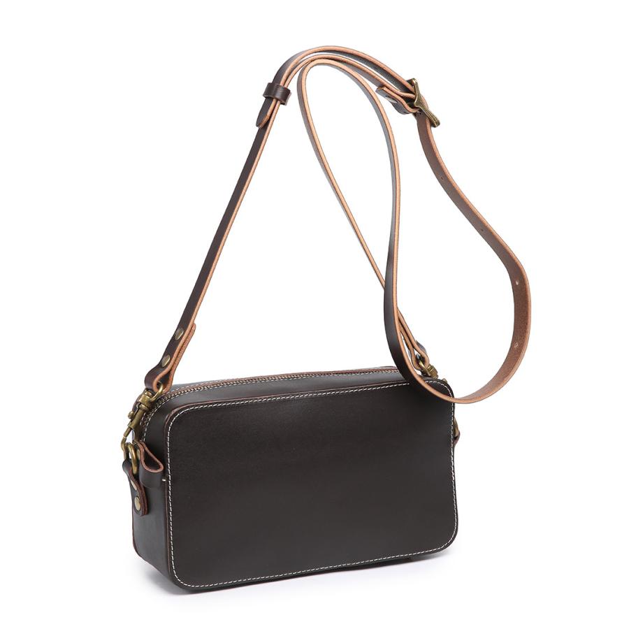 本革 ショルダーバッグ ミニショルダー 箱型 ダークブラウン チョコ