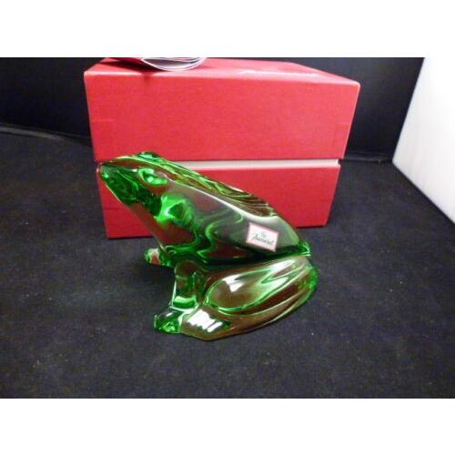 バカラ（Baccarat） カエル 緑色のクリスタル フィギュリン