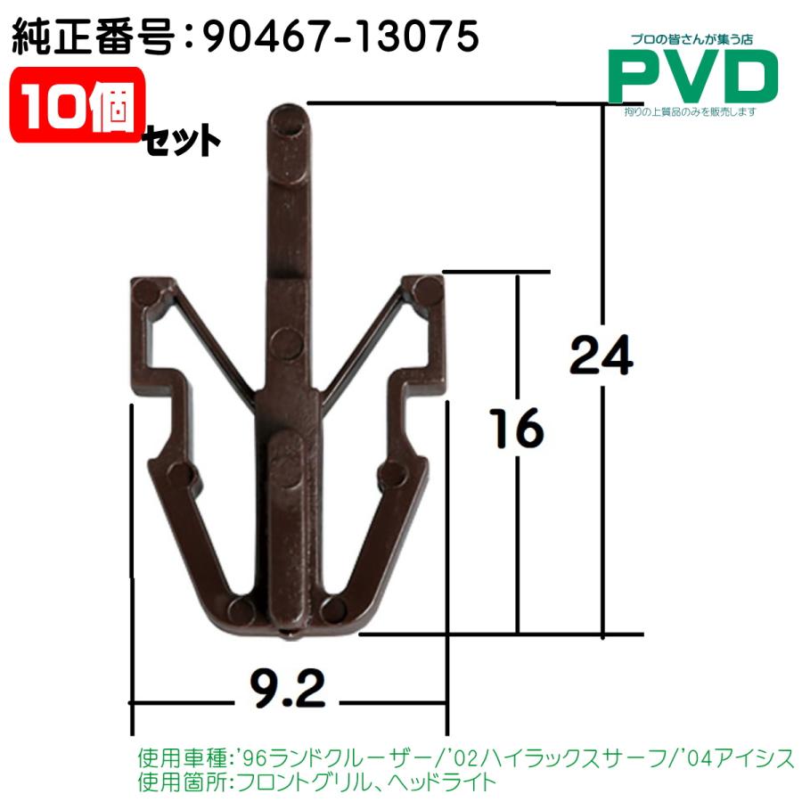 フロントグリル ヘッドライト クリップ 10個 トヨタ ランドクルーザー