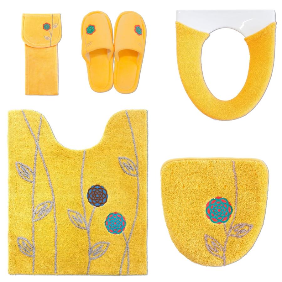 オカ ロング トイレマット 5点 セット 洗浄暖房型 金運の黄色 トイレ