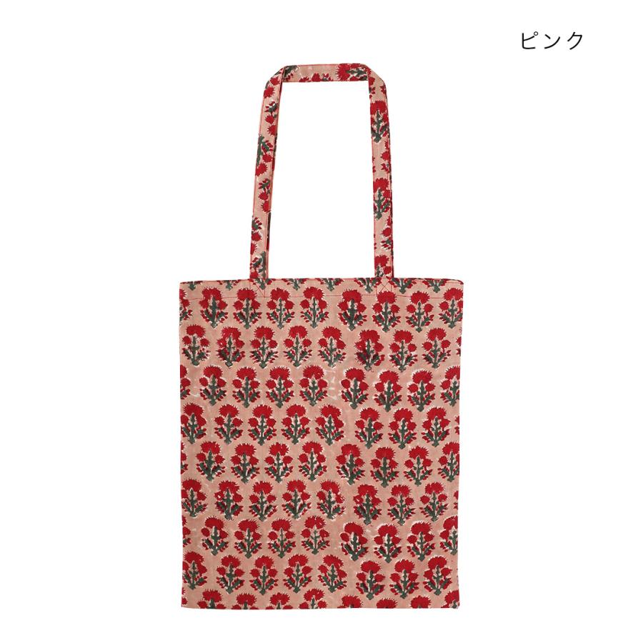トートバッグ インド綿 ブロックプリント ハンドプリント : アジアン