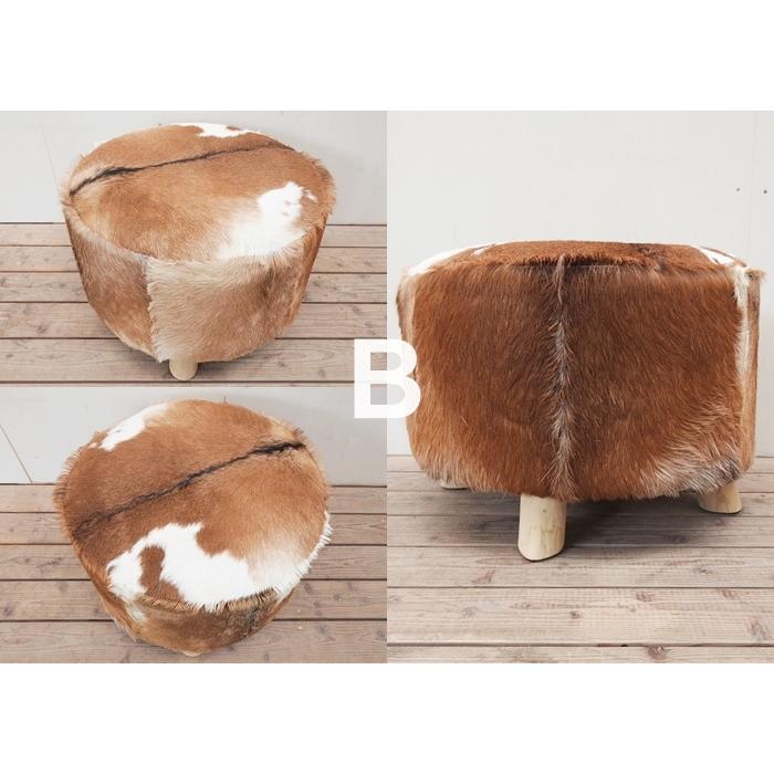 山羊毛皮 ラウンドスツール 60cm 丸椅子 ハラコチェア 毛皮 天然素材