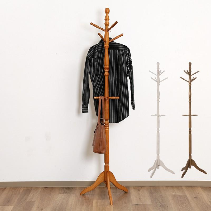 ポールハンガー 木製 コートハンガー アンティーク 玄関 スリム