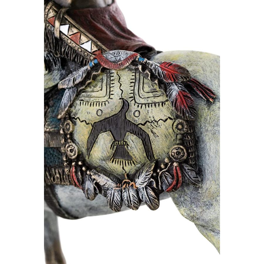 トップコレクション製 大平原の馬に乗ったインディアン戦士の彫刻