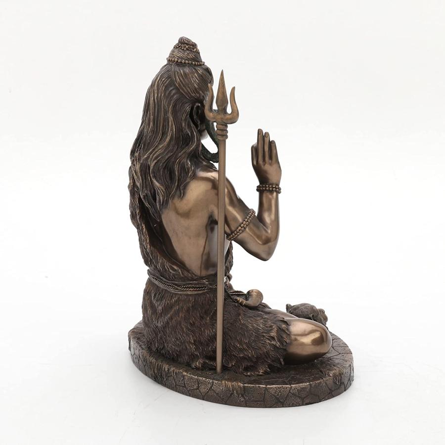 瞑想ポーズのシヴァ神 悪の破壊者 ヒンズー教 ブロンズ風仕上げ彫像 高