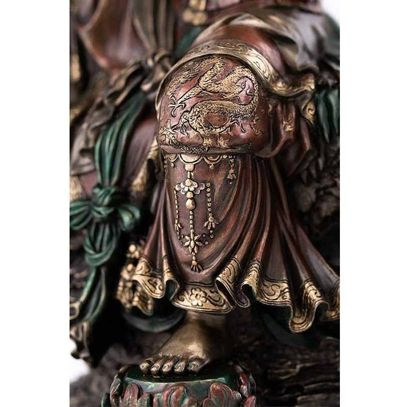 水月観音半跏思惟像鋳造ブロンズ風彫像高さ約36cm置物慈悲の観音菩薩