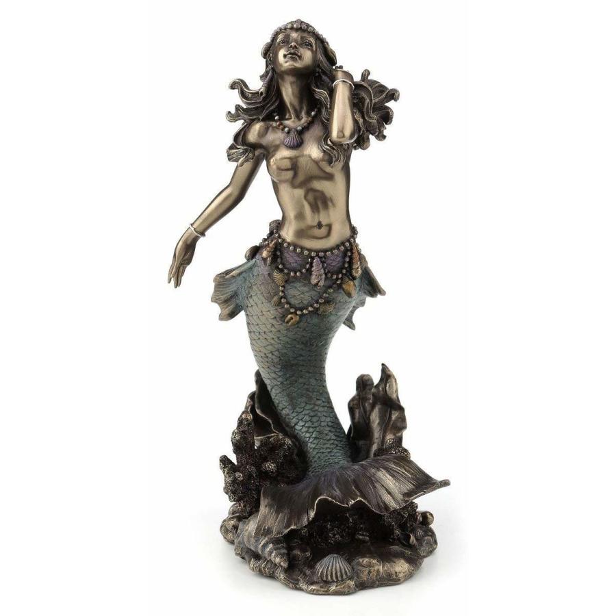 海から立ち上がる美しい人魚（マーメイド） ブロンズ風 彫像 置物