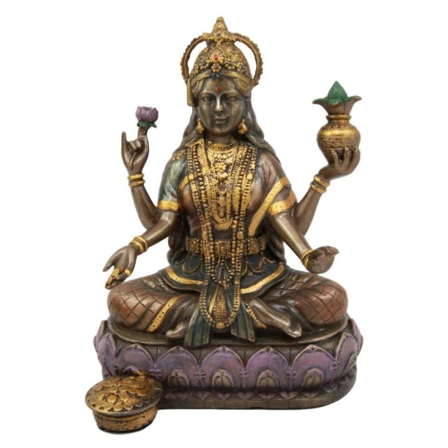 ブロンズ風 蓮の上に座る 吉祥天(ラクシュミー)富 豊穣 叡智 幸運の
