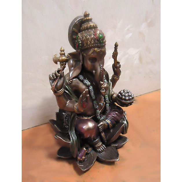 ガネーシャ（夢をかなえるゾウ）ヒンズー教の象神 成功の神 ブロンズ風