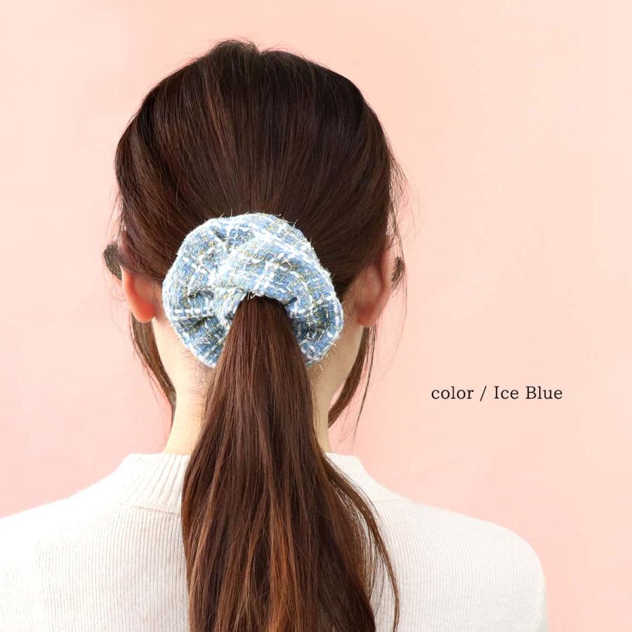 ROQUE（ロキ） ツイード シュシュ ヘアゴム ヘアアクセサリー(1個売り