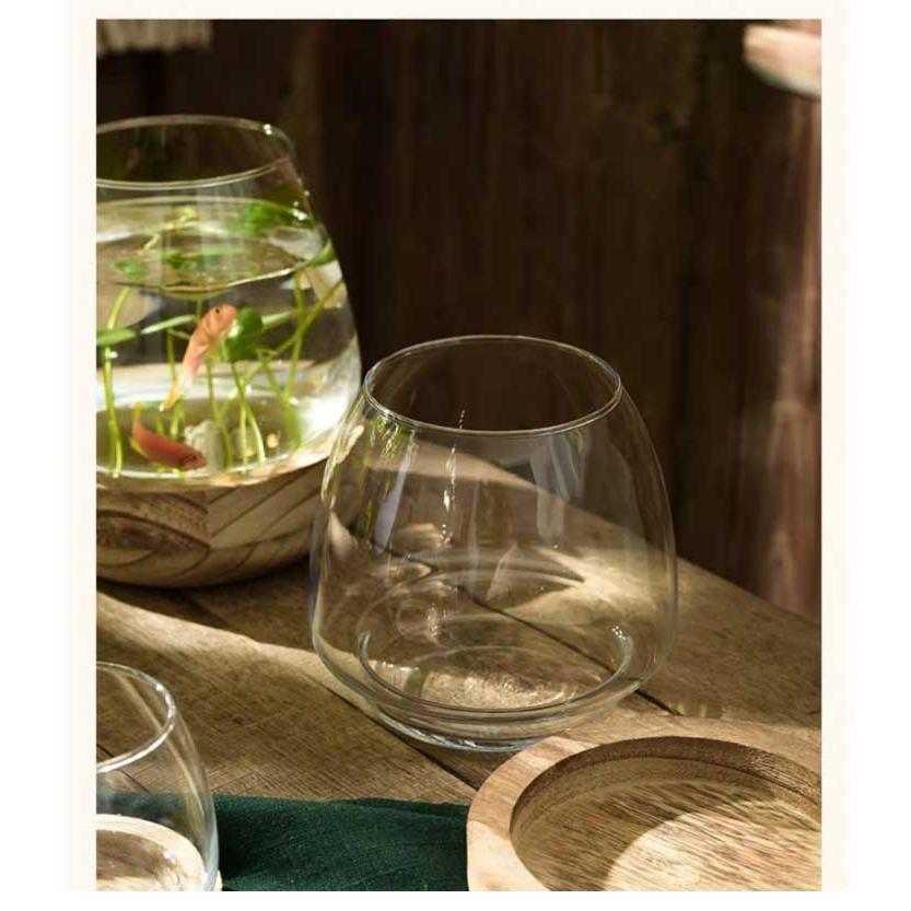 金魚鉢 おしゃれ 木製台座付き 金魚 メダカ 水槽 ミニ水槽 金魚水槽