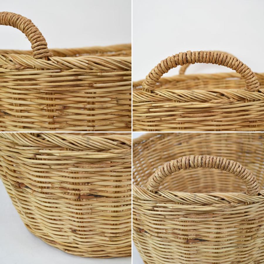 タイ製 ラタンふち付楕円バスケット L 店舗などのディスプレイや収納