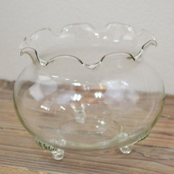 フリル金魚鉢 中 ガラス製 きんぎょ鉢 メダカ鉢 水槽 アクアリウム