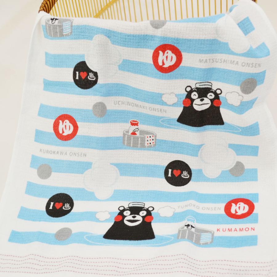 手ぬぐいタオル くまモン温泉ボーダー2 かわいい 今治製 綿 : ラタン