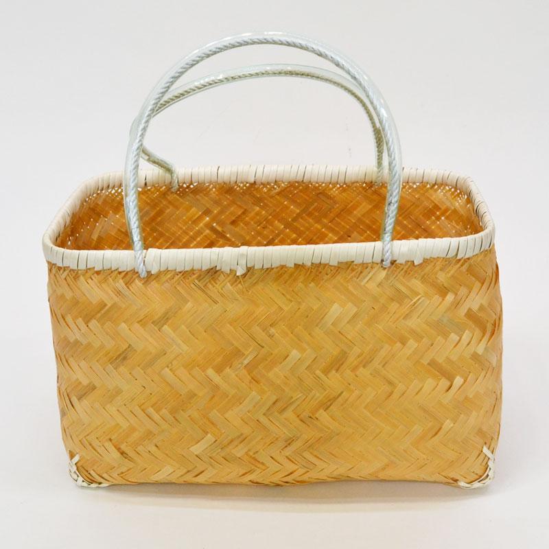 竹かごバッグ よこ型 L ナチュラル色 市場かご 自然色 : ラタンハウス