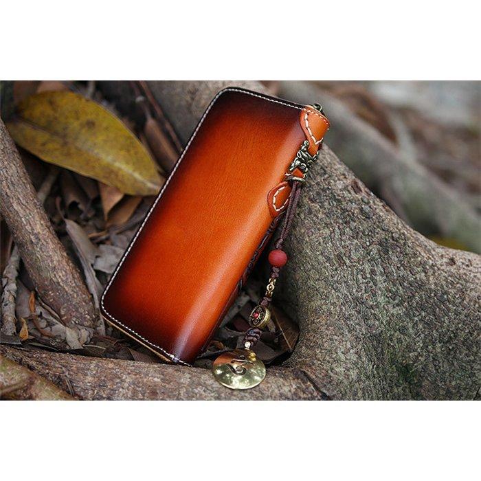 新入荷 レザー長財布 ウォレット本革 メンズ 牛ヌメ革 ラウンド