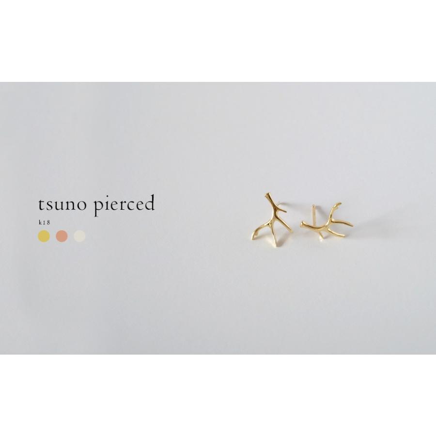 K18 ツノ ピアス 18金 18K レディース 角 鹿 枝 ホーン モチーフ 動物