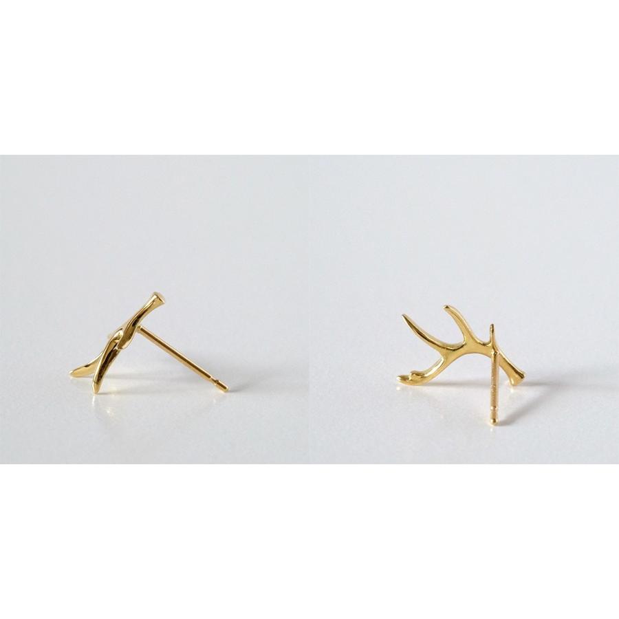 K18 ツノ ピアス 18金 18K レディース 角 鹿 枝 ホーン モチーフ 動物