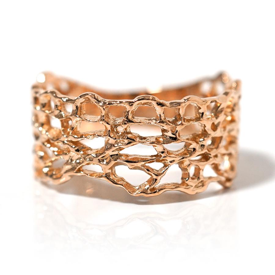 K18 ニット リング 地金リング 指輪 18k レース 18金 ゴールド 幅広