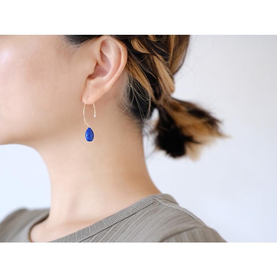 ラピスラズリ ピアス レディース K18 アメリカンピアス フックピアス