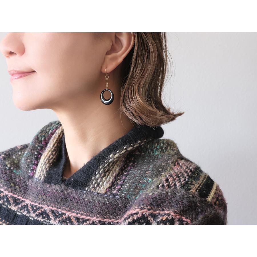 K18 オクロス オニキス ピアス レディース ブラックオニキス 18k 18金