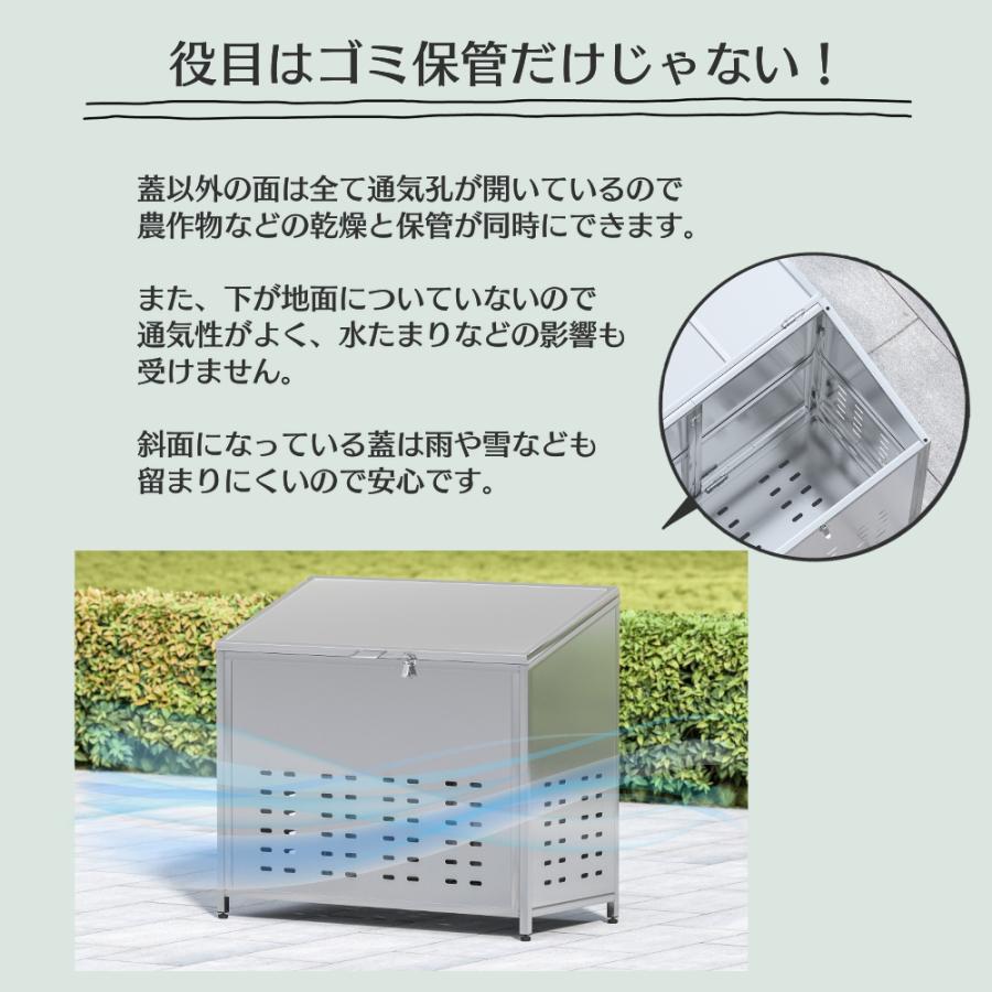 ゴミ箱 屋外 ゴミステーション 斜面蓋付き 不法投棄防ぐ 南京錠掛け