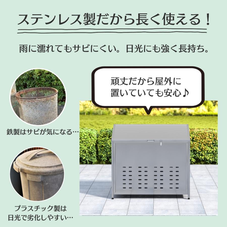 ゴミ箱 屋外 ゴミステーション 斜面蓋付き 不法投棄防ぐ 南京錠掛け