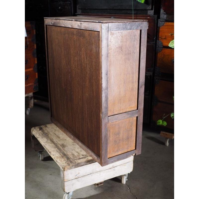 昭和レトロなモールガラス食器棚 昭和中期 古録展 送料別 Iサイズ 中古