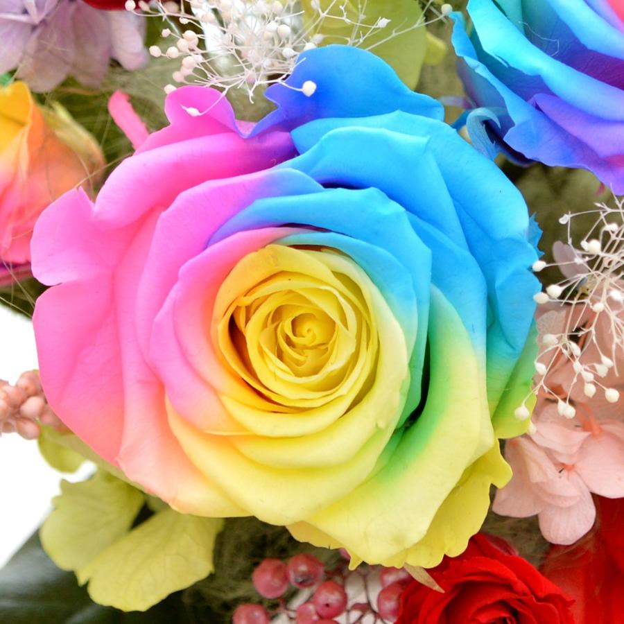 100% プリザーブドフラワー レインボーローズ レインボーグランデ 誕生