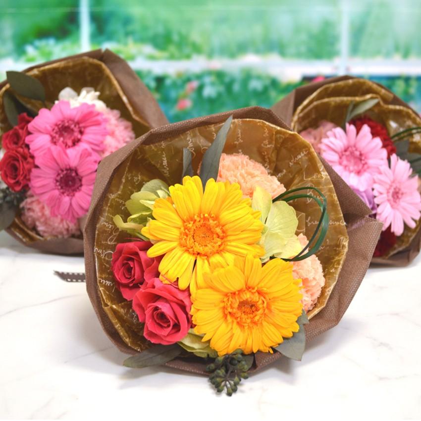 プリザーブドフラワー ギフト ミニブーケ ガーベラ カーネーション