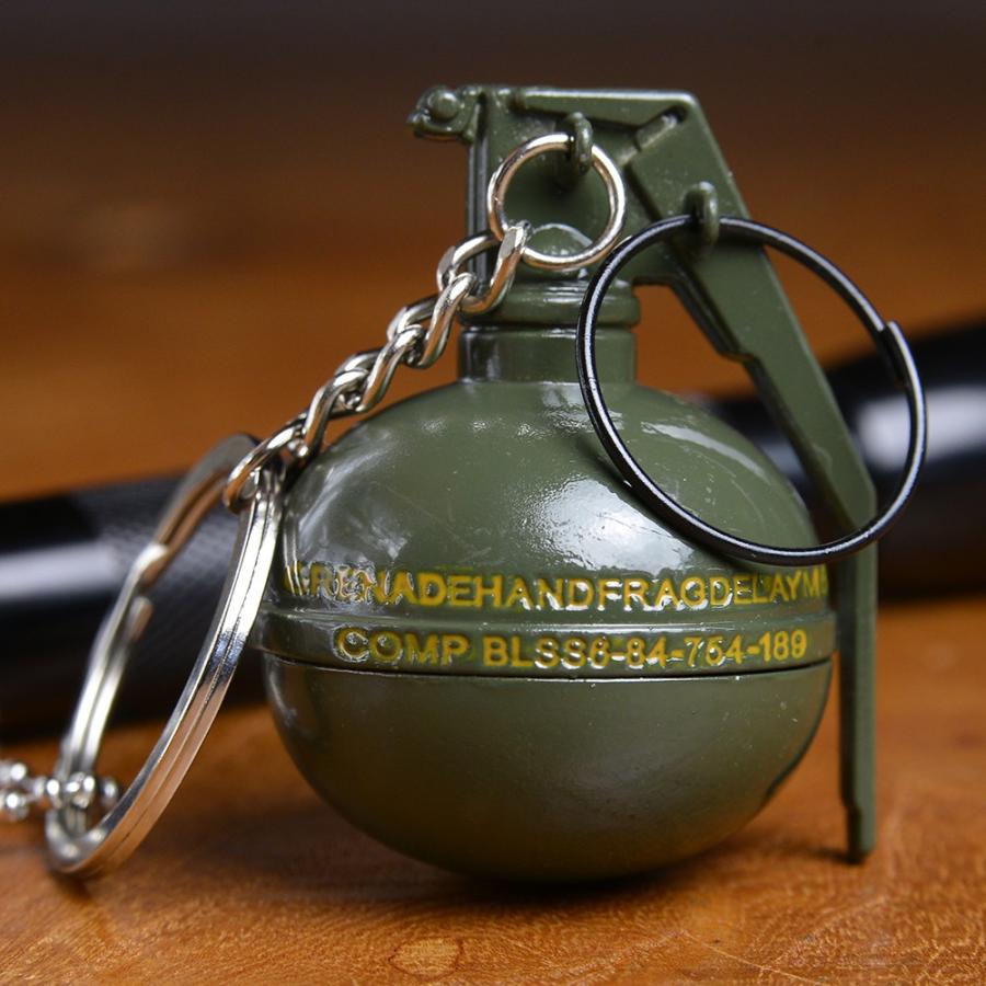 M-67手榴弾型 キーホルダー 単色塗装 金属製 キーリングホルダー キー