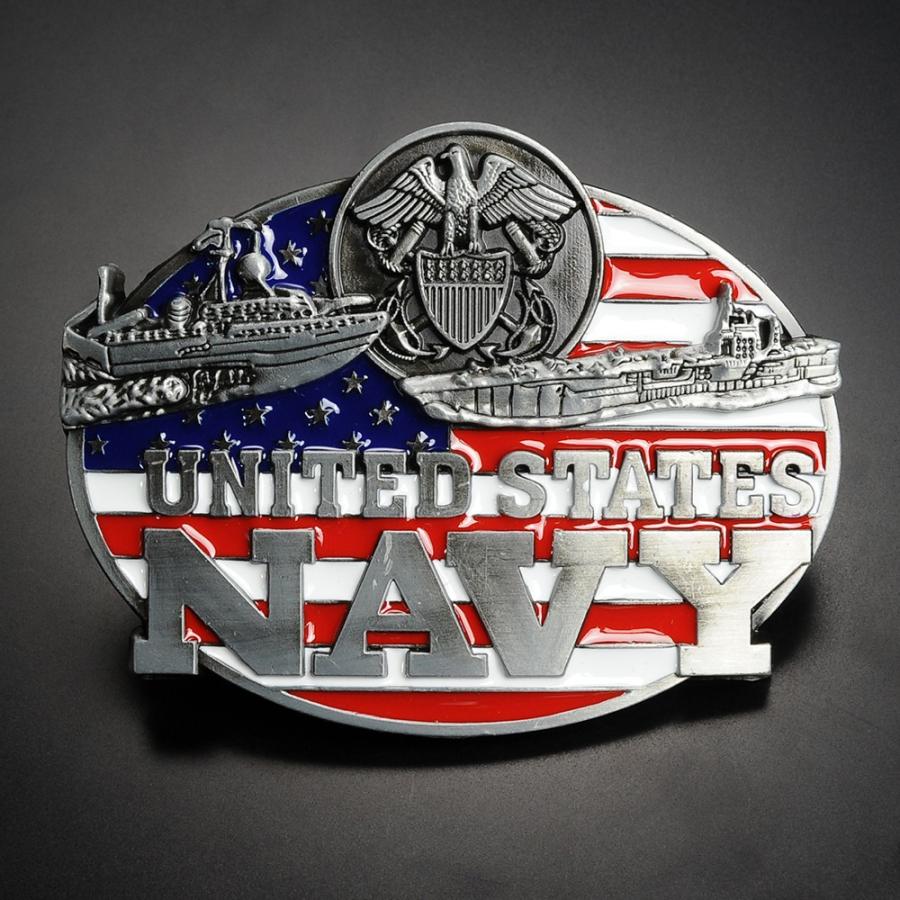 ベルトバックル 星条旗 アメリカ海軍 軍艦船 U.S.NAVY エンブレム