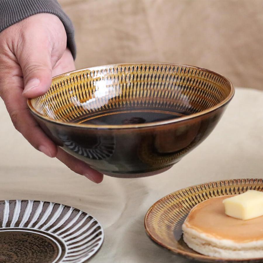 小石原焼 小石原焼き 飛び鉋5寸鉢 カレー皿 鉢 飛び鉋 刷毛目 鬼丸豊喜