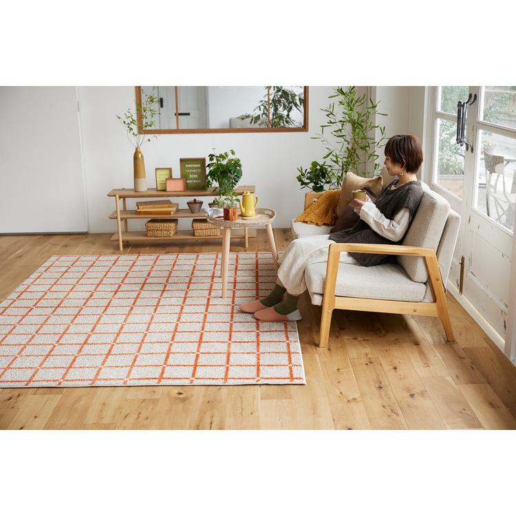 日本製 ラグ 185×240cm 滑り止め オセロ チェック柄 カラーライン