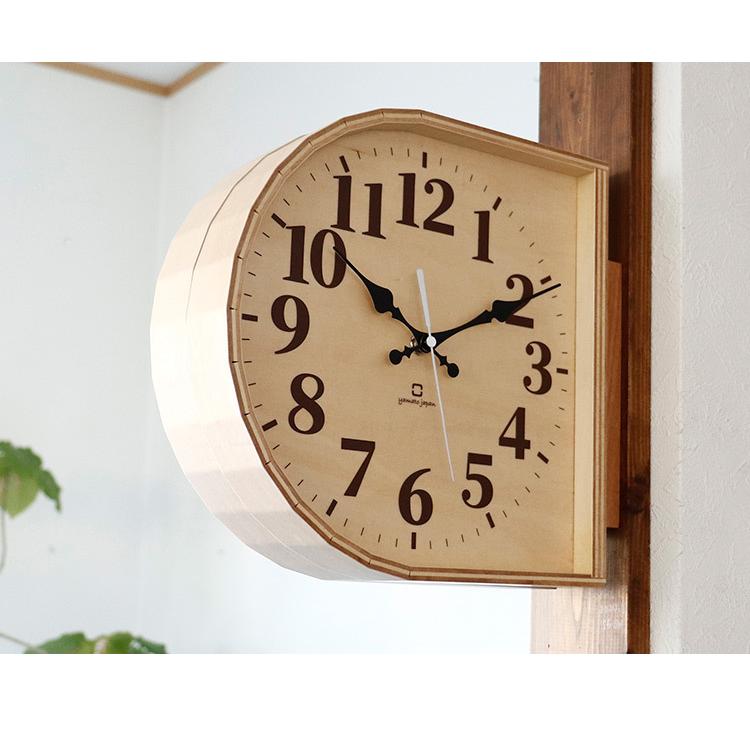 時計 壁掛け 両面時計 裏表どちらからも見れる 木製 日本製 おしゃれ